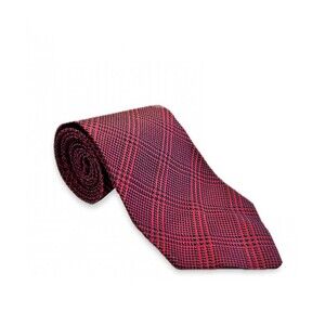Luxury Italian Silk Tie | Laura Lucchini Red & Navy Blue Plaid Pattern